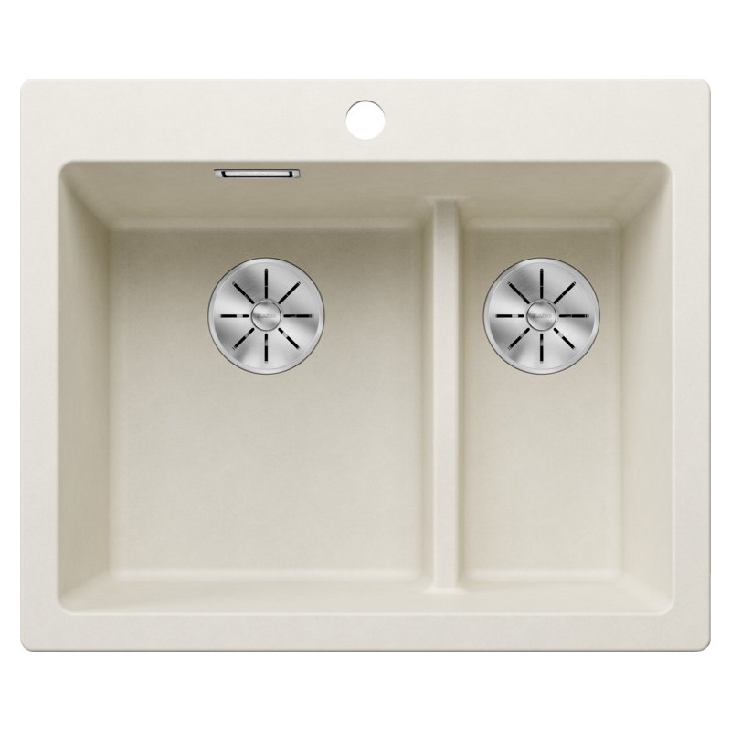 5527139 Blanco Lavello a una vasca con vaschetta PLEON 6 SPLIT Platinum 5527139 finitura soft white da 61x51 cm - Sopratop