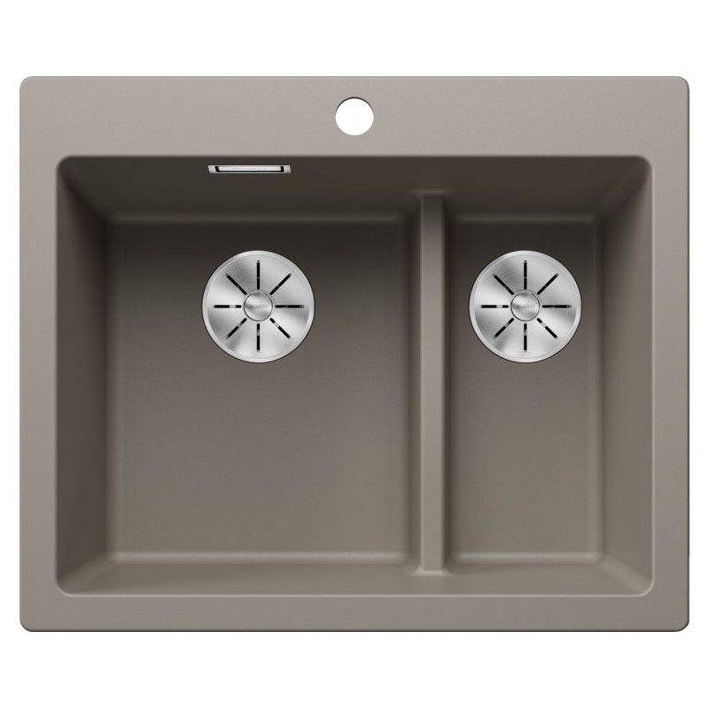 5521696 Blanco Lavello a una vasca con vaschetta PLEON 6 SPLIT Platinum 5521696 finitura tartufo da 61x51 cm - Sopratop