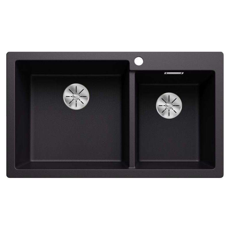 5527636 Blanco Lavello due vasche (vasca grande sx) PLEON 9 Platinum 5527636 finitura nero da 86x50 cm - Sopratop