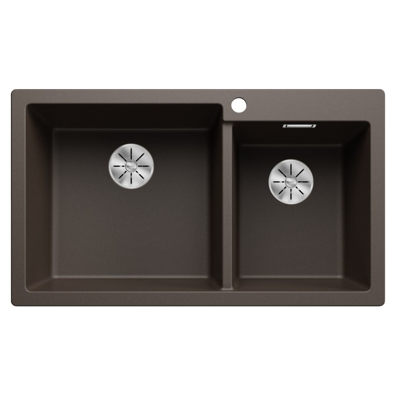5527643 Blanco Lavello due vasche (vasca grande sx) PLEON 9 Platinum 5527643 finitura caffè da 86x50 cm - Sopratop