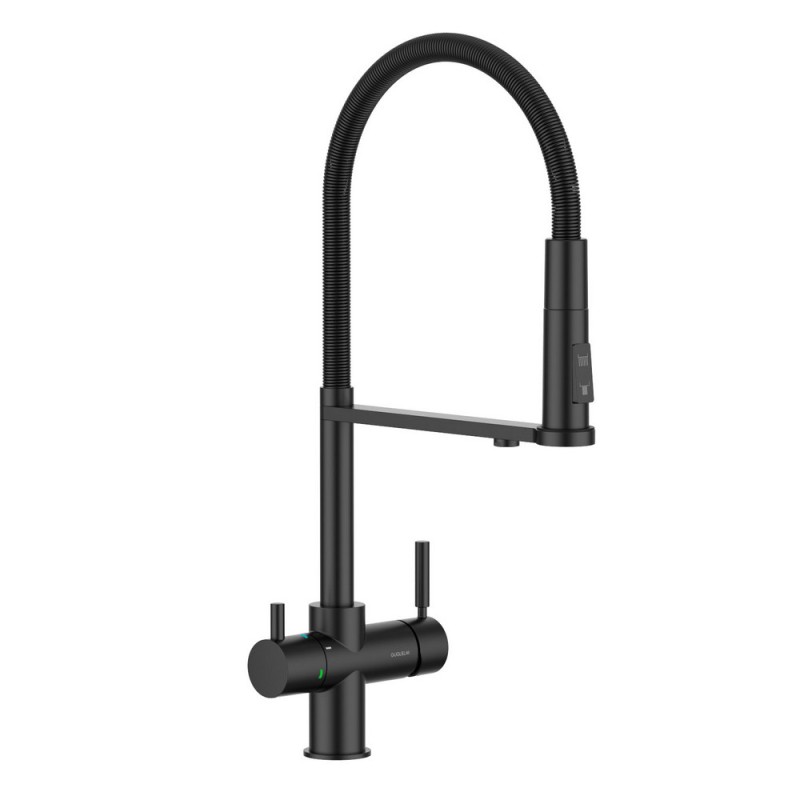1801050 ProAcqua Miscelatore doppio comando a 5 vie con doccia OMIN 1801050 finitura nero opaco - con set depuratore
