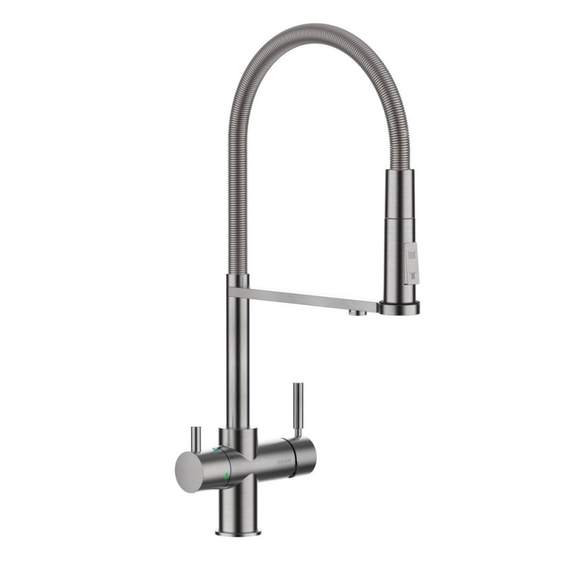 1801070 Mitigeur thermostatique ProAcqua 5 voies avec douchette OMIN 1801070, finition chrome brossé - avec kit purificateur d'eau