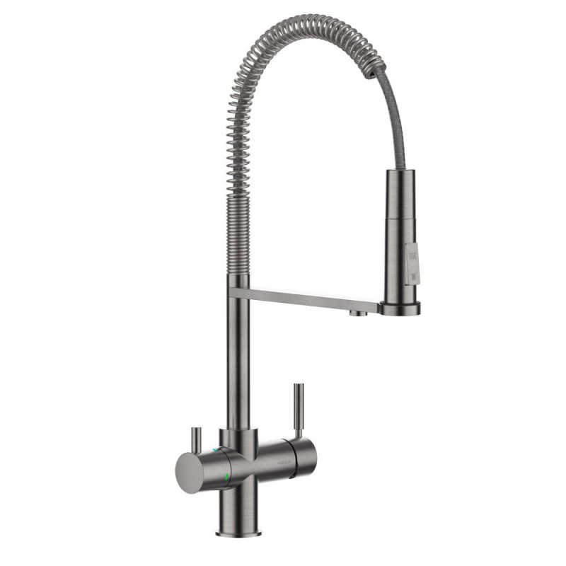 1801075 Mitigeur ProAcqua OMIN 1801075 à 5 voies et double commande, finition nickel brossé - avec kit de purification d'eau