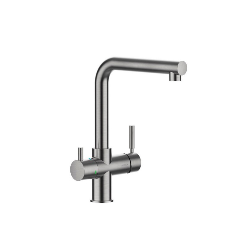 1801085 Mitigeur ProAcqua OMIN 1801085 à 5 voies et double commande, finition chrome brossé - avec kit de purification d'eau