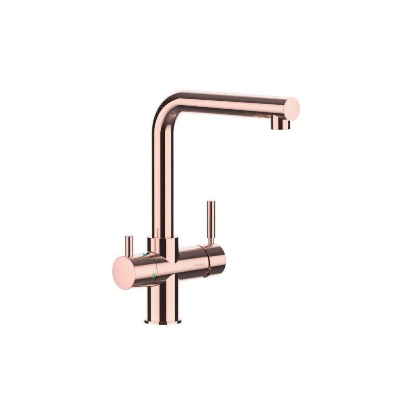 1801087 Mitigeur ProAcqua OMIN 1801087 à 5 voies et double commande, finition cuivre brossé, avec kit de purification d'eau