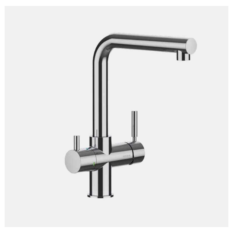  Robinet mitigeur double commande ProAcqua ONE & ONLY 1801188, finition nickel brossé - avec kit de purification d'eau