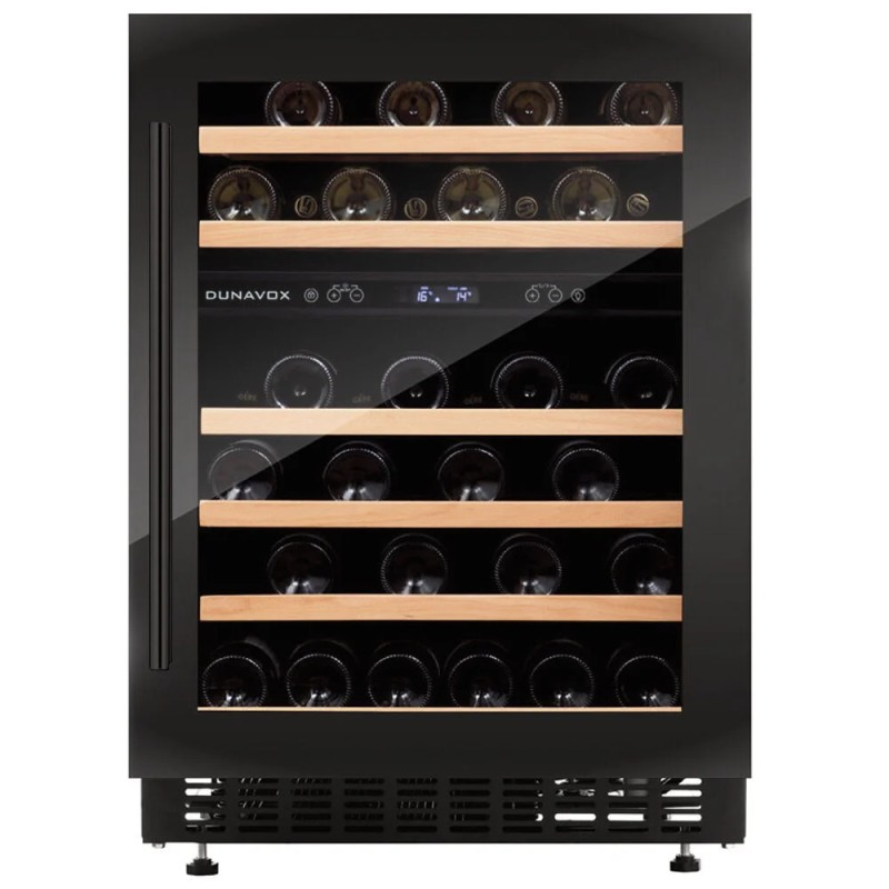 DAUF-46.145DB Dunavox FLOW-46D DAUF-46.145DB 60cm built-in or freestanding wine cellar with black full glass finish