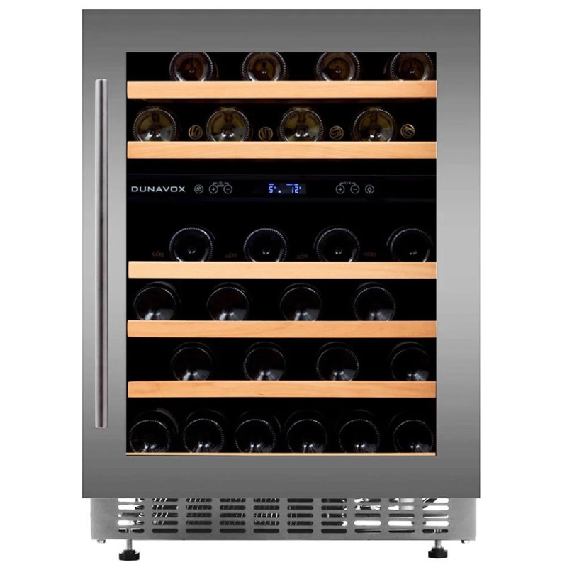 DAUF-46.145DSS Cave à vin encastrable ou pose libre Dunavox FLOW-46D DAUF-46.145DSS, 60 cm, finition inox