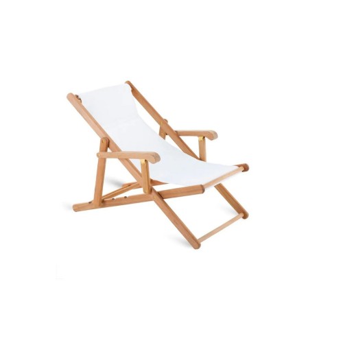 Unopiù CLIO folding deckchair in teak wood and fabric cover