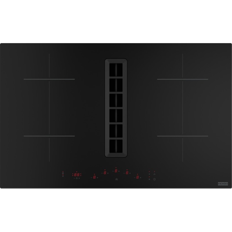 340.0731.879 Placa de inducción vitrocerámica Franke MARIS FMA 8372 4 RC R HI 340.0731.879 de 83 cm, color negro, con campana extractora