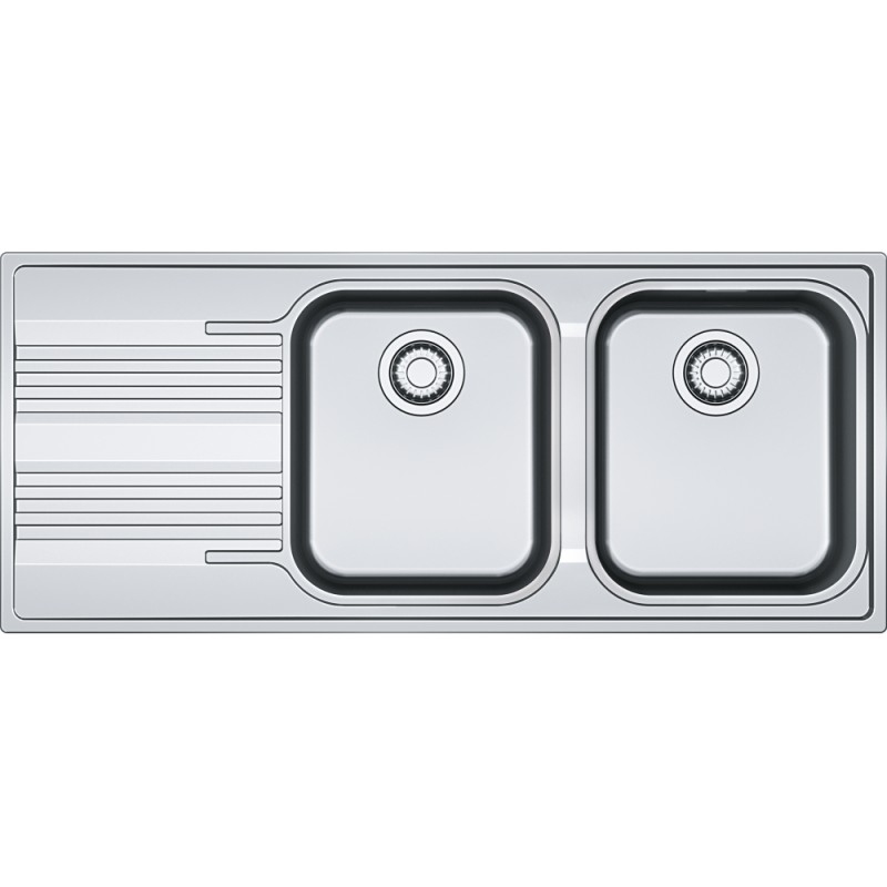 101.0356.894 Franke: Évier double bac encastrable en acier inoxydable SRX 621 101.0356.894 avec égouttoir à gauche, 116 cm