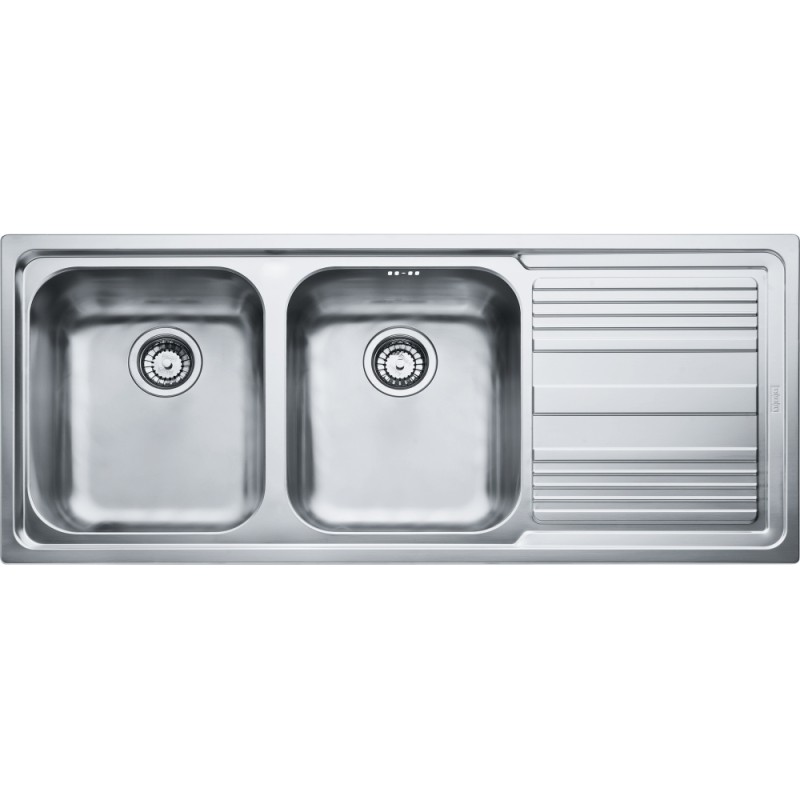 101.0150.851 Franke: Évier double encastré avec égouttoir à droite LLX 621 101.0150.851 finition inox 116 cm