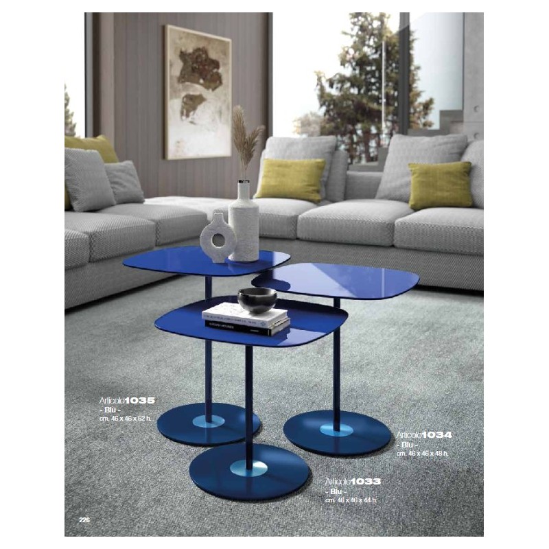 Art. 1034 Table basse carrée Maconi Crystal 1034 avec plateau en verre de 46 cm et h. Collection Table basse série 48 cm