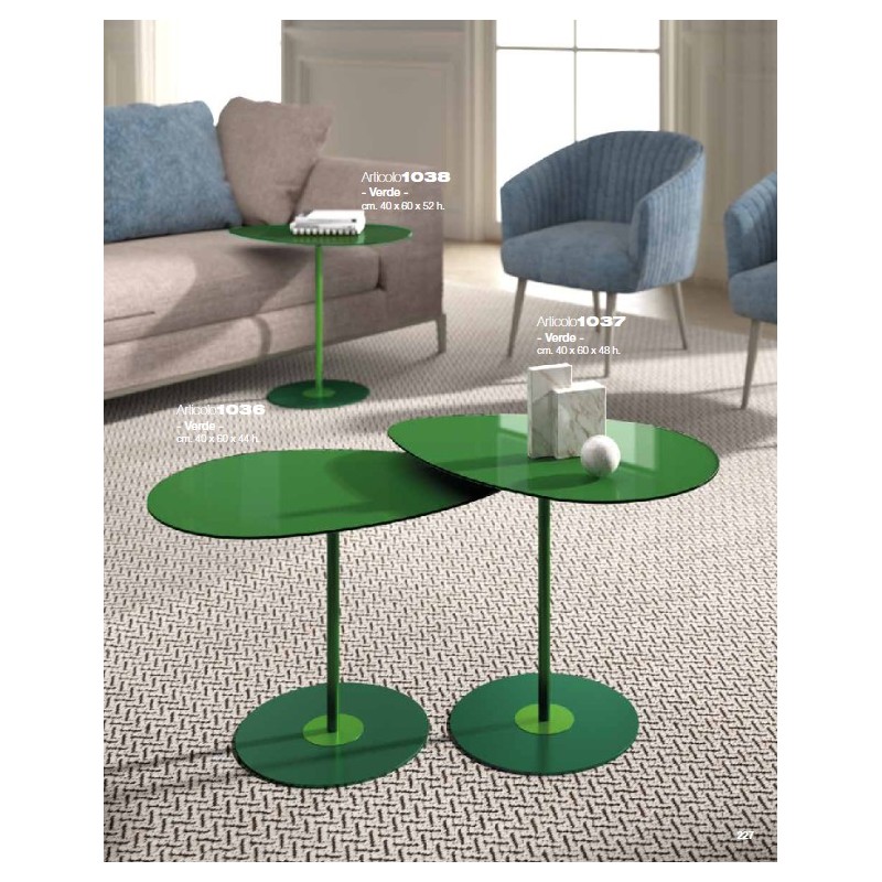Art. 1038 Maconi Crystal 1038 drop-shaped coffee table with 60x40 cm glass top and h. 52 cm series Coffee Table collection
