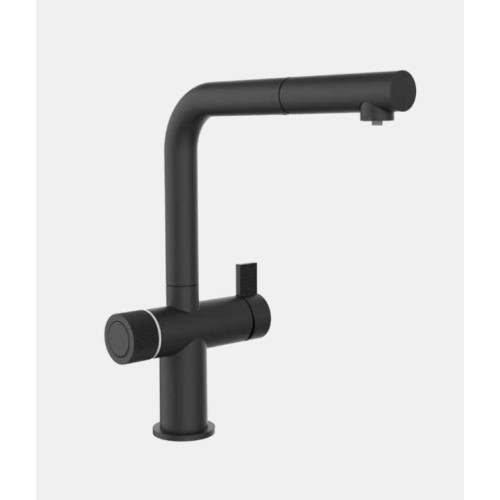 ProAcqua 5-way mixer with electronic control and pull-out spray OMIN 1801297 matte black finish – includes water purification set