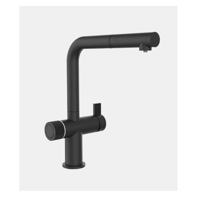  ProAcqua Miscelatore con comando elettronico e doccetta estraibile a 5 vie OMIN 1801299 finitura nero opaco - con set depuratore