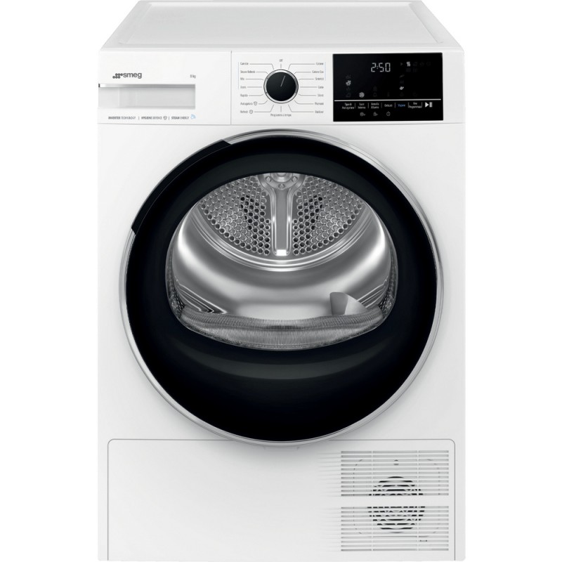 DNP08SEB Secadora de ropa independiente Smeg DNP08SEB de 60 cm en color blanco.