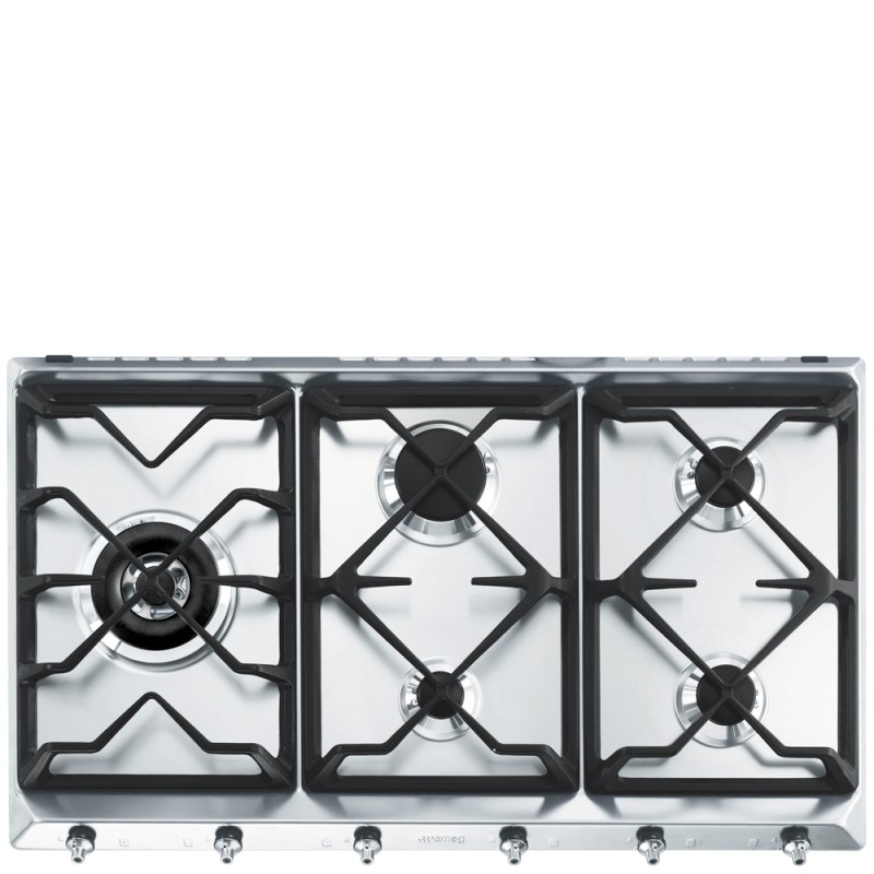 SE97GXBE5 Smeg SE97GXBE5 90cm gas hob with satin stainless steel finish