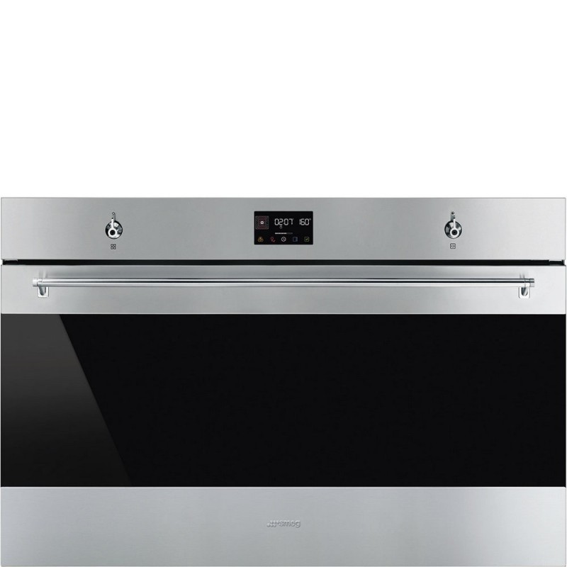 SFP9302TX Horno de convección pirolítica empotrable Smeg SFP9302TX de 90 cm con acabado de acero inoxidable resistente a las huellas 