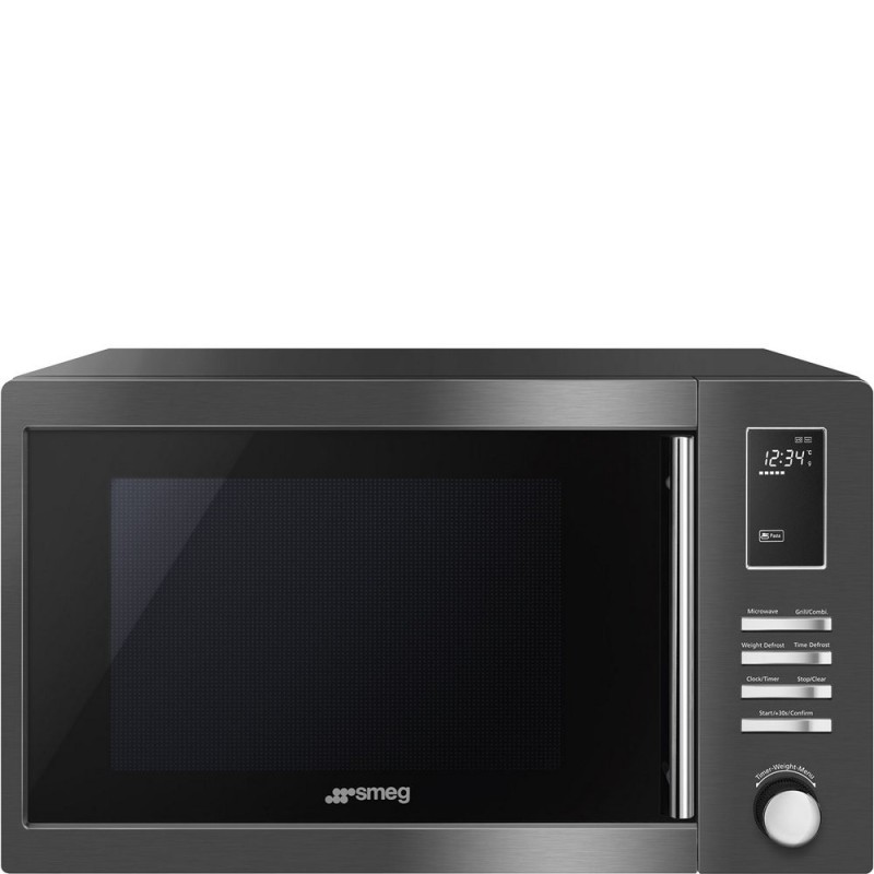 MOE31B Horno microondas de sobremesa Smeg MOE31B de 52 cm con acabado en acero inoxidable oscuro.