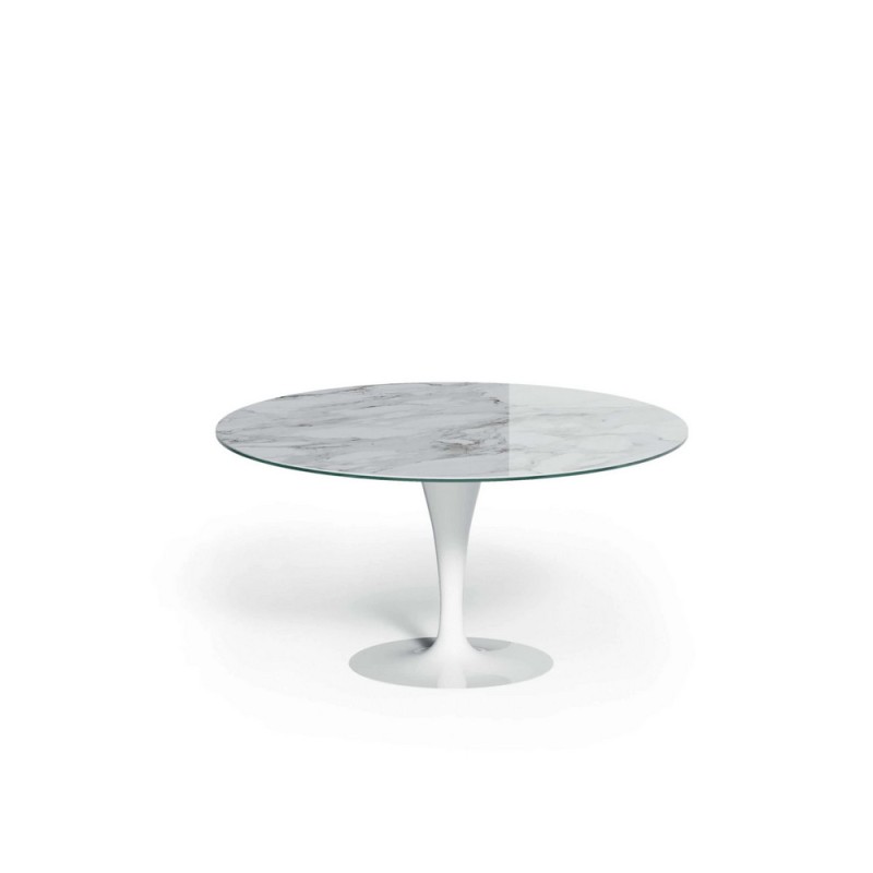 Eclipse Fisso T405 Table ronde fixe Ozzio Eclipse, réf. T405, avec structure en métal et plateau en céramique de Ø150 cm.
