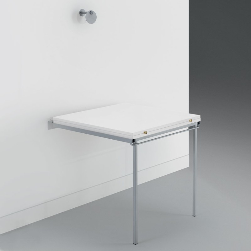 Art. 1400/744 Table murale pliante Maconi 1400/744 avec structure en aluminium et plateau en mélamine de 100 x 8 (60) cm