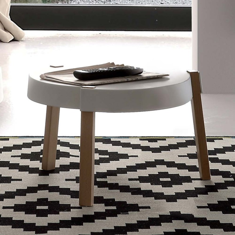 Art. 1430/812 Maconi 1430/812 fixed round coffee table with beech frame and polypropylene top Ø45 cm and h. 30 cm
