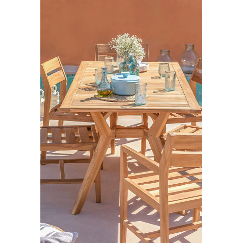 Oppy Home YOLEN table d'extérieur fixe en bois de teck 180x90 cm