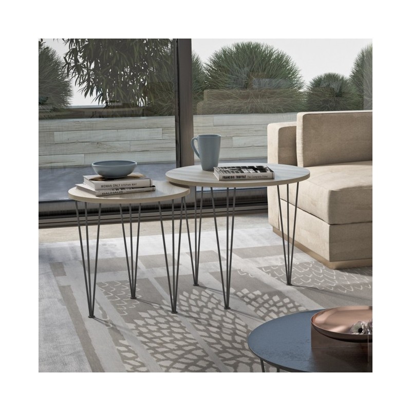  Table basse Maconi Piramide 1061 avec plateau en bois de 46 cm et h. Collection Table basse série 35 cm