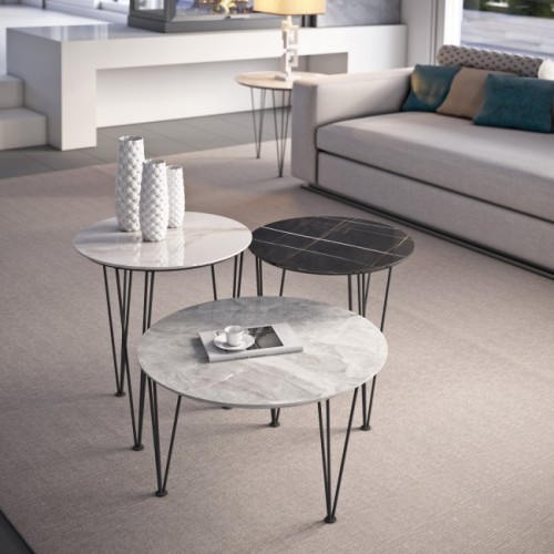 Table basse Maconi Piramide 1061-G avec plateau en grès de 46 cm et h. Collection Table basse série 35 cm