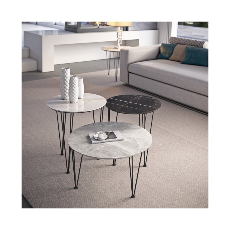  Table basse Maconi Piramide 1065-G avec plateau en grès de 60 cm et h. Collection Table basse série 35 cm