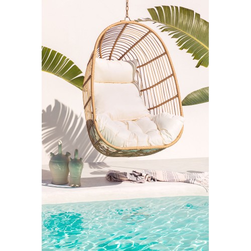Oppy Home ZOSKY outdoor hanging hammock in synthetic wicker with 83 cm cushion