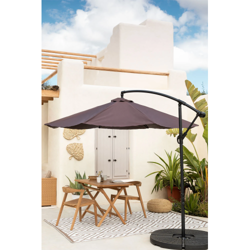 Oppy Home STEYR parapluie pliant avec structure en acier et brise-soleil en polyester Ø291 cm
