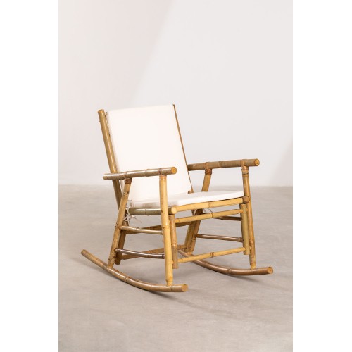 Oppy Home LIVIA outdoor rocking chair in bamboo with cushion h. 86 cm