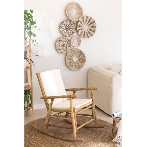 Oppy Home LIVIA rocking chair in bamboo with cushion h. 86 cm