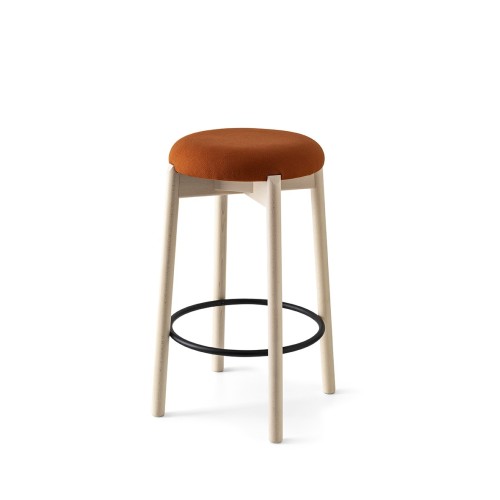 Connubia Stool Clelia CB2123 with beech structure and seat in plain fabric of h. 68 cm