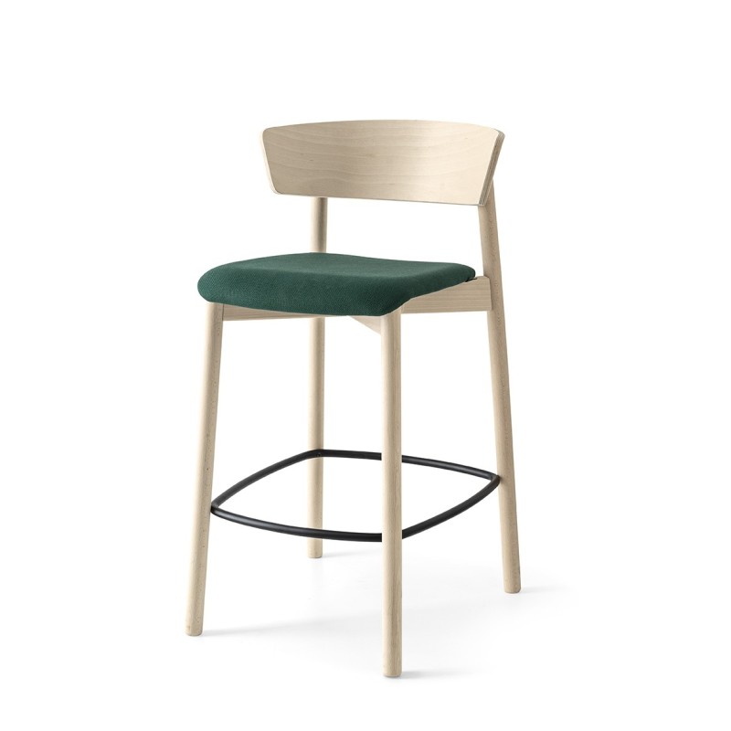  Connubia Stool Clelia CB2121 with structure in beech and seat in plain fabric of h. 90 cm