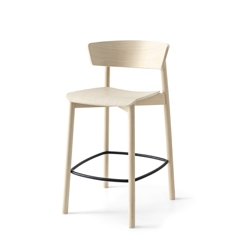  Connubia Stool Clelia CB2121-A with beech frame and seat in beech plywood from h. 90 cm