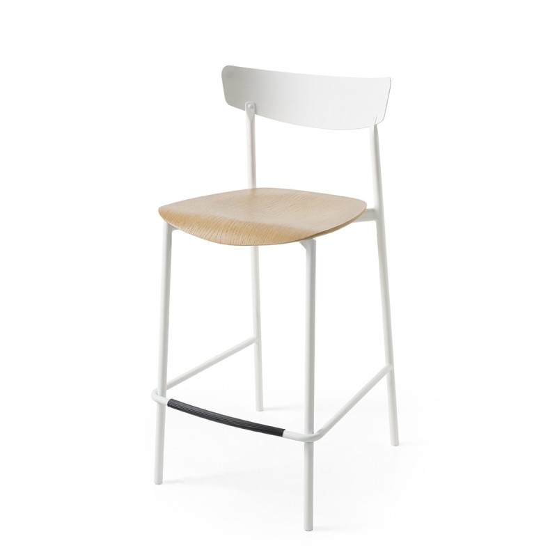  Connubia Stool Clip CB1972 with metal frame and seat in oak plywood from h. 91 cm