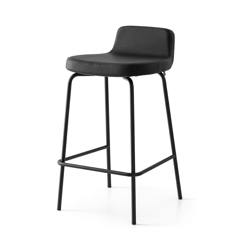  Taburete Connubia Riley CB2110-MTO con estructura metálica y asiento a elegir, altura 80 cm.