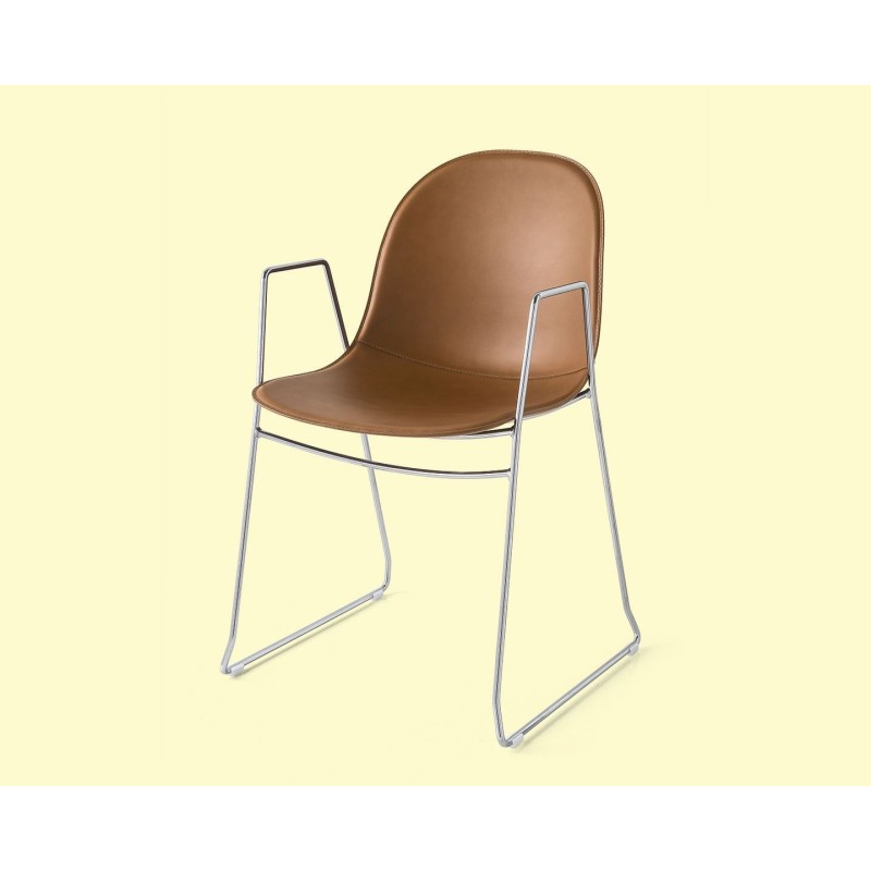  Connubia Chair with armrests Academy CB1697-N with metal frame and seat in regenerated leather of h. 83 cm