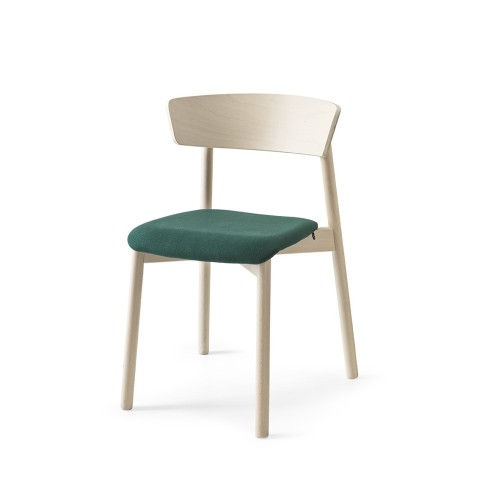 Connubia Clelia CB2120 chair with beech frame and seat in plain fabric of h. 77 cm