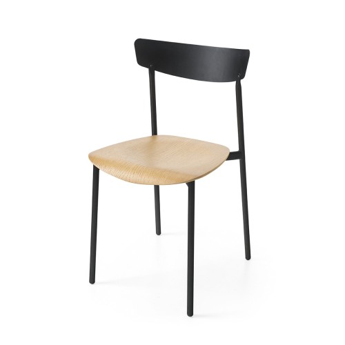 Connubia Clip Chair CB1971 with metal frame and seat in oak plywood from h. 79 cm