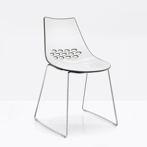 Connubia Chair Jam CB1030 with chromed metal structure and polycarbonate seat of h. 82.5 cm