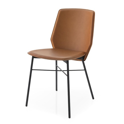 Connubia Sedia Sibilla CB1959 con struttura in metallo e seduta in rigenerato di cuoio - IN PROMOZIONE CON VOUCHER FINO AL 14/09