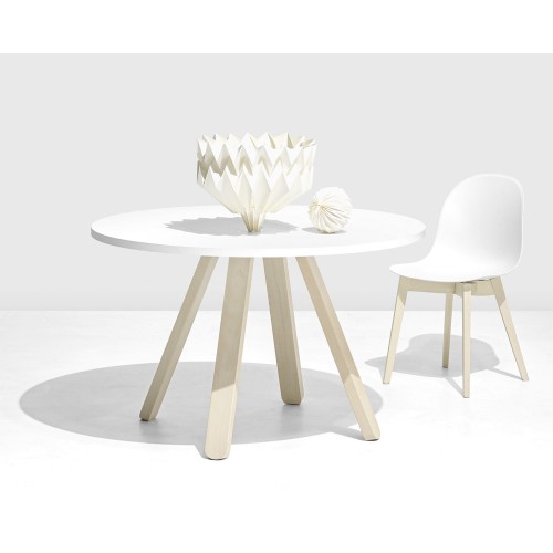 Connubia Fixed round table Stecco CB4793-FD 90 with Ø90 cm beech base