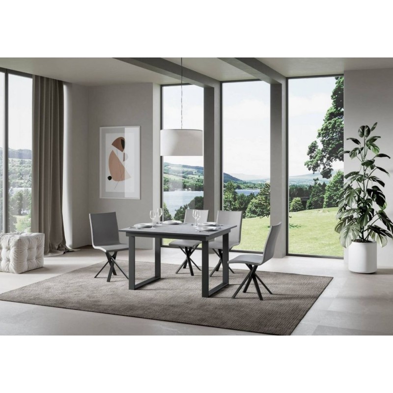 PROMO - Itamoby Bandos extendable table in melamine and anthracite iron frame 120 (180) x90 cm