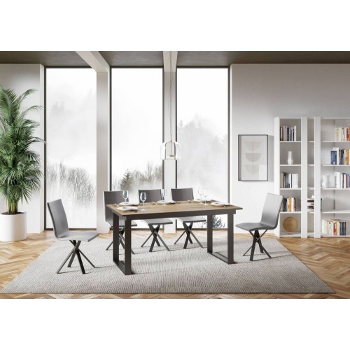 PROMO - Itamoby Extendable table Bandos in melamine and anthracite iron frame 160 (220) x90 cm