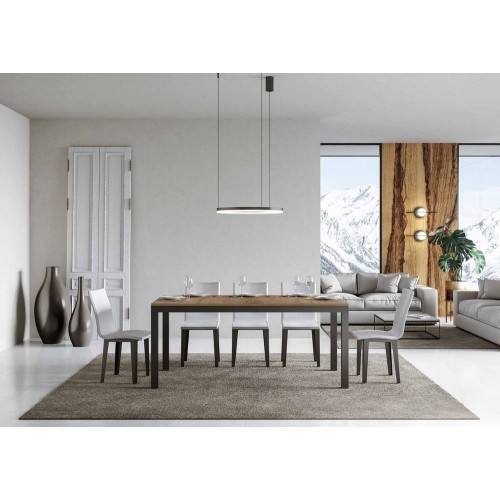 Itamoby Extendable table Everyday Evolution in melamine and anthracite iron frame 160 (264) x90 cm