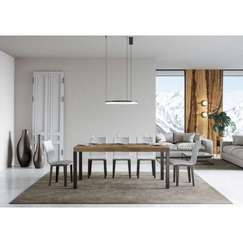 Itamoby Extendable table Everyday in melamine and anthracite iron frame 160 (264) x90 cm